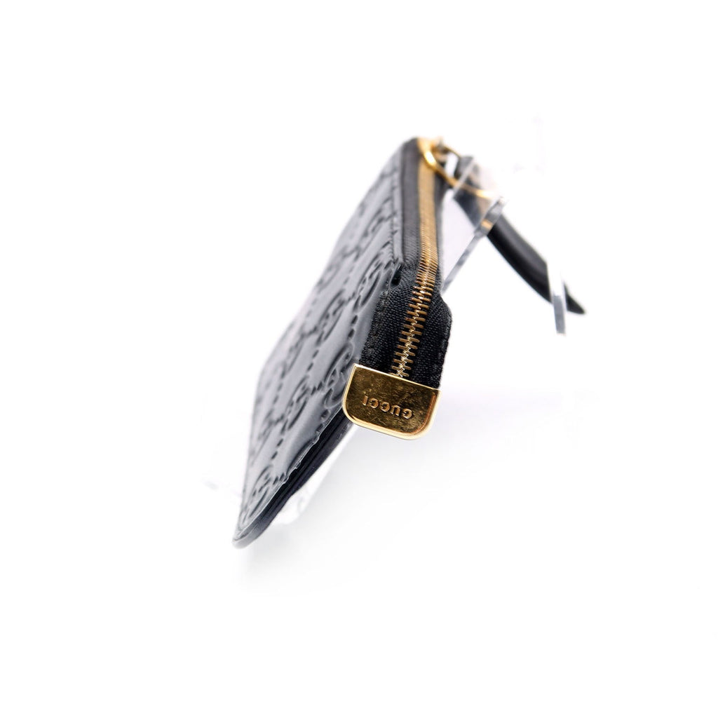 447964 GG Leather Key Pouch Black