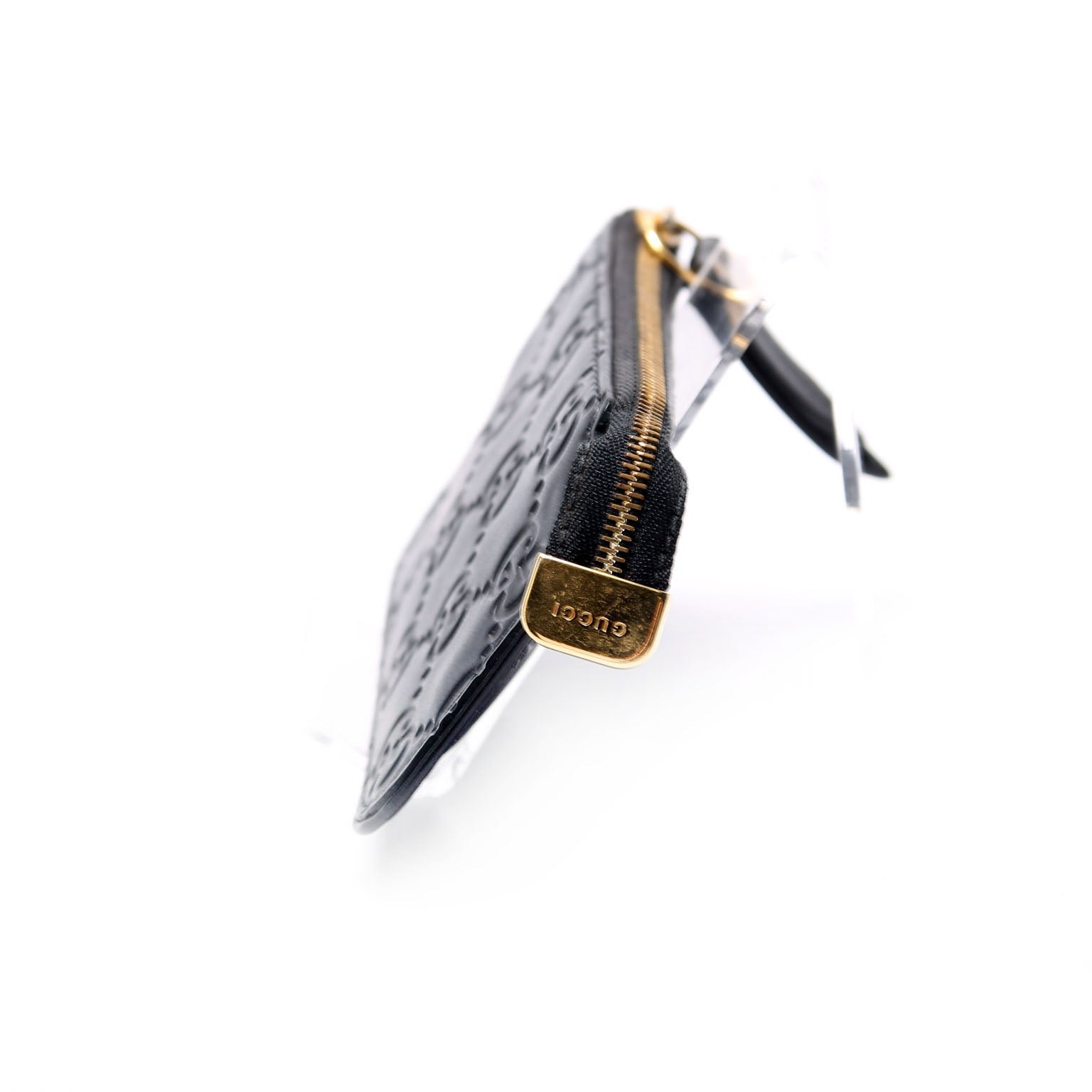 447964 GG Leather Key Pouch Black
