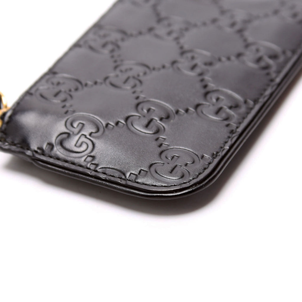 447964 GG Leather Key Pouch Black