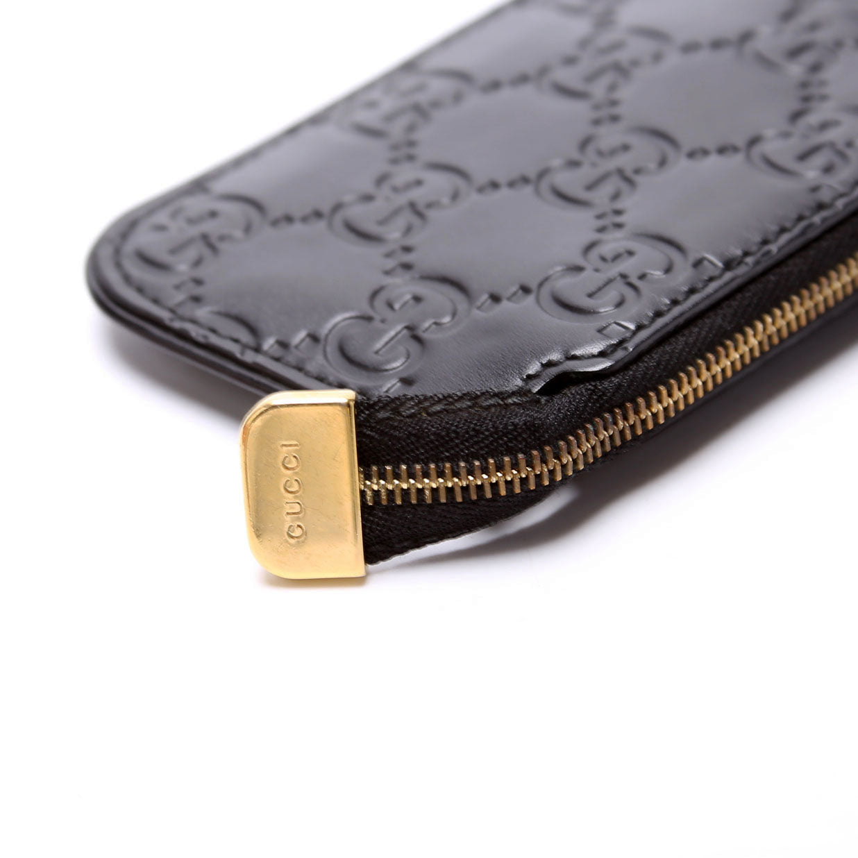 447964 GG Leather Key Pouch Black