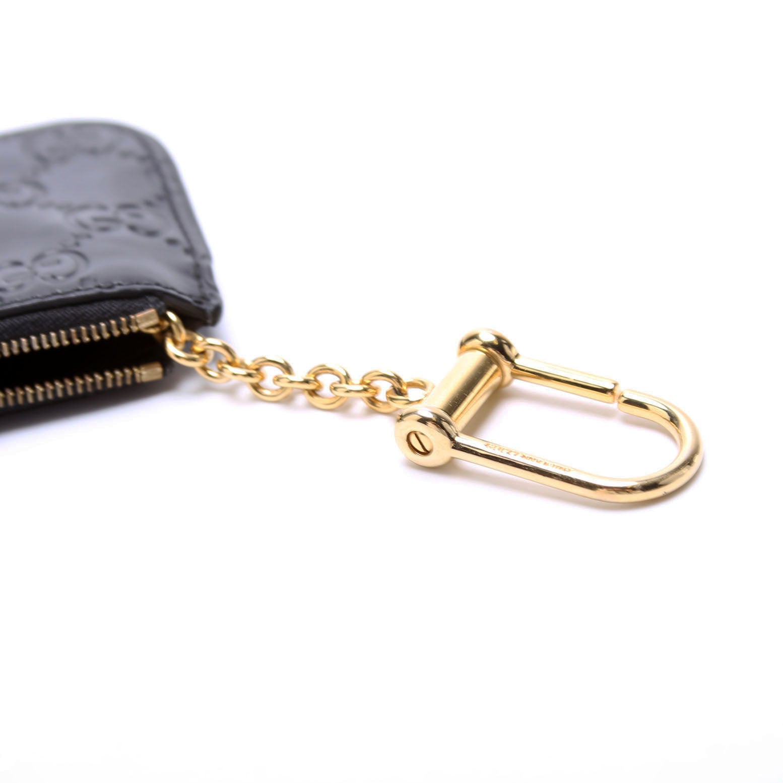 447964 GG Leather Key Pouch Black
