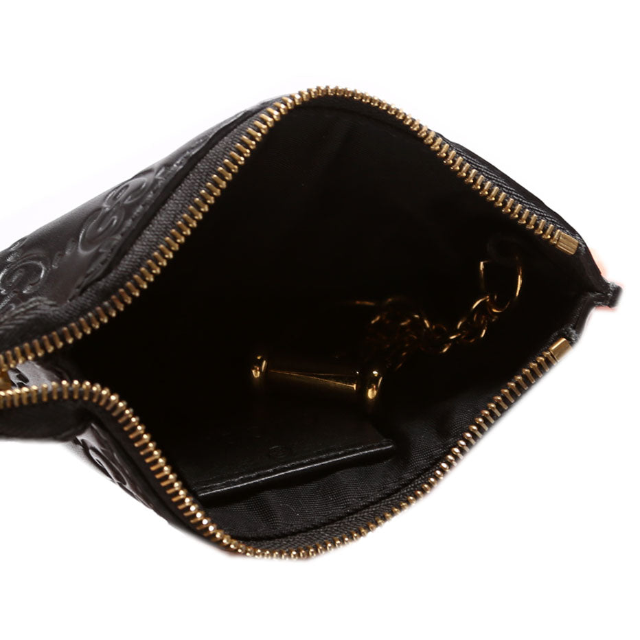 447964 GG Leather Key Pouch Black