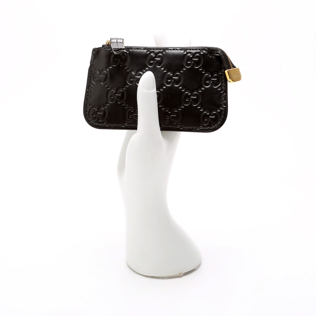 447964 GG Leather Key Pouch Black