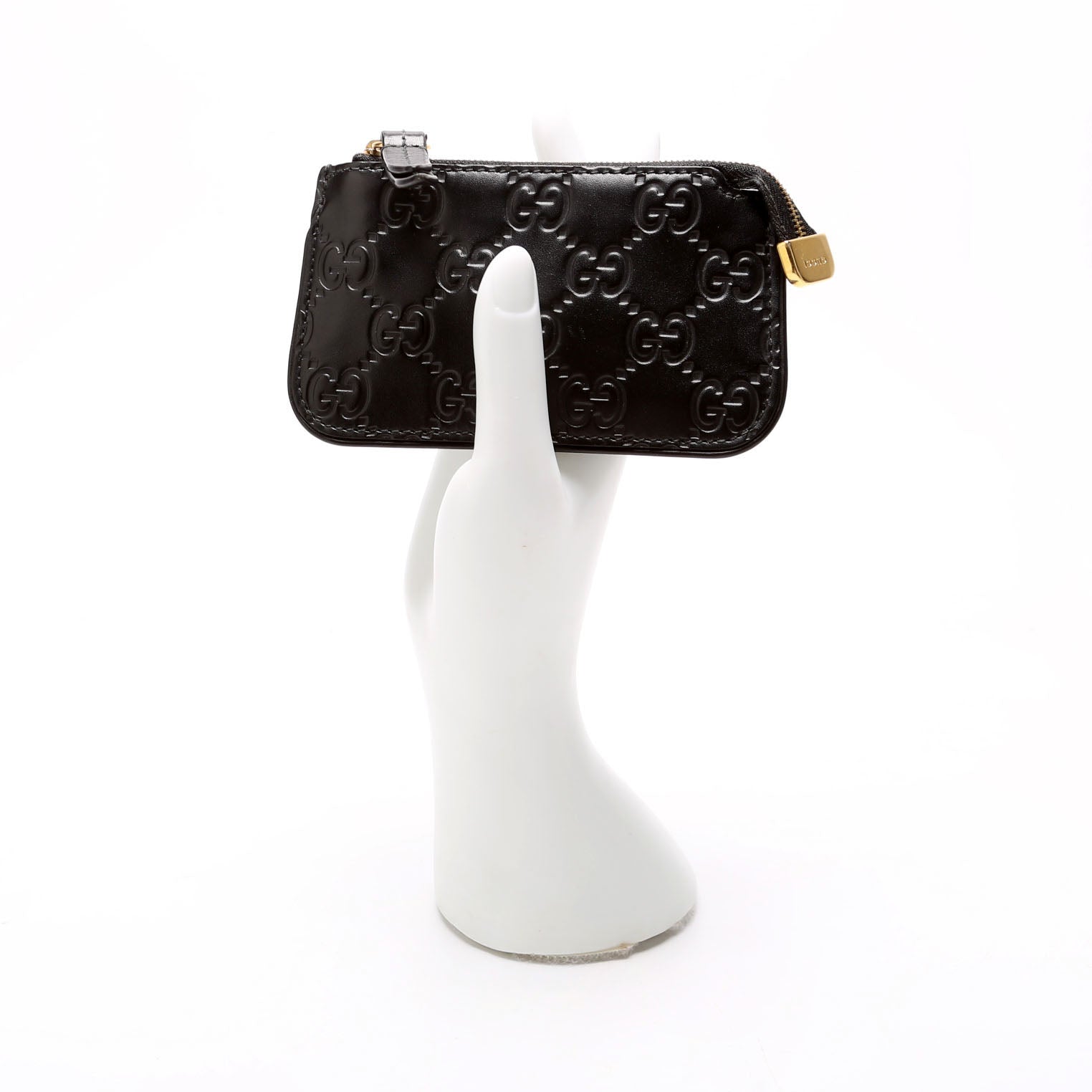 447964 GG Leather Key Pouch Black