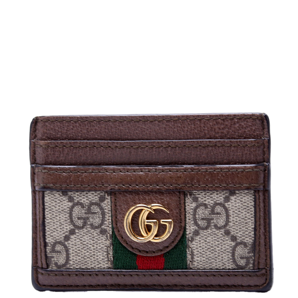 523159 Ophidia GG Card Case Brown