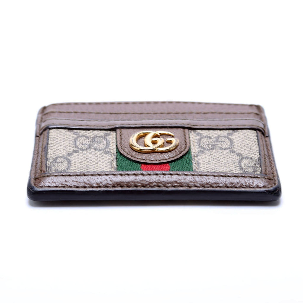 523159 Ophidia GG Card Case Brown