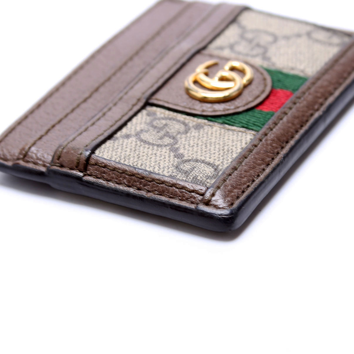 523159 Ophidia GG Card Case Brown