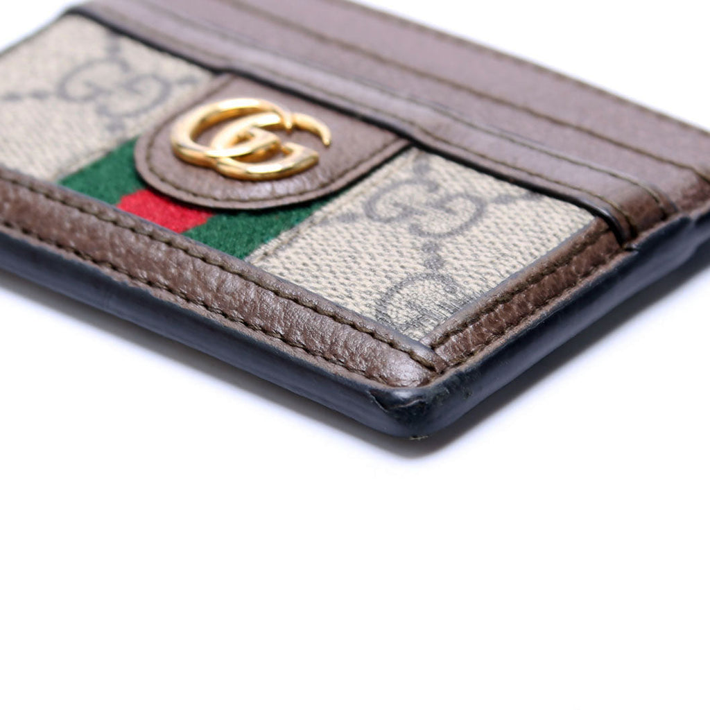 523159 Ophidia GG Card Case Brown