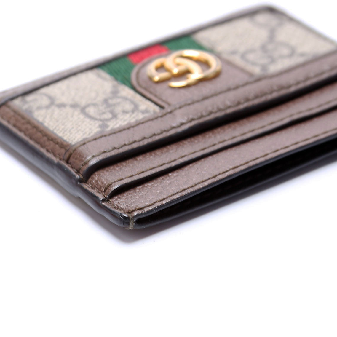 523159 Ophidia GG Card Case Brown