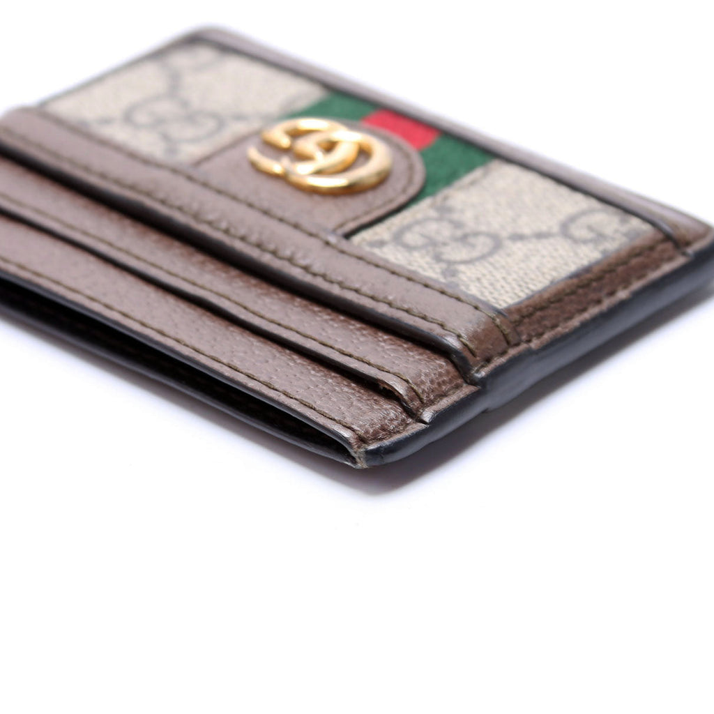 523159 Ophidia GG Card Case Brown