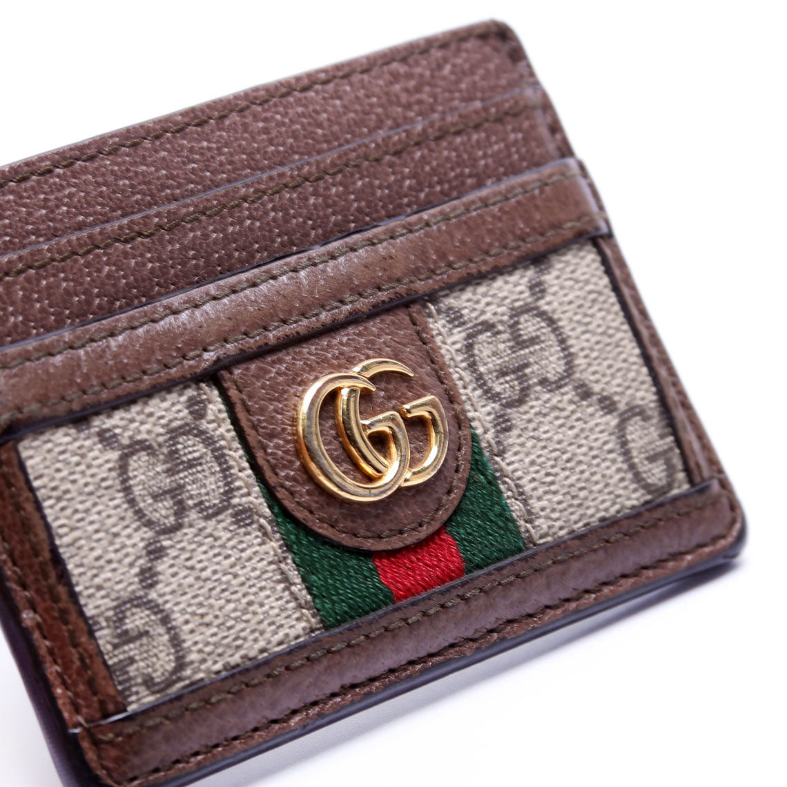523159 Ophidia GG Card Case Brown