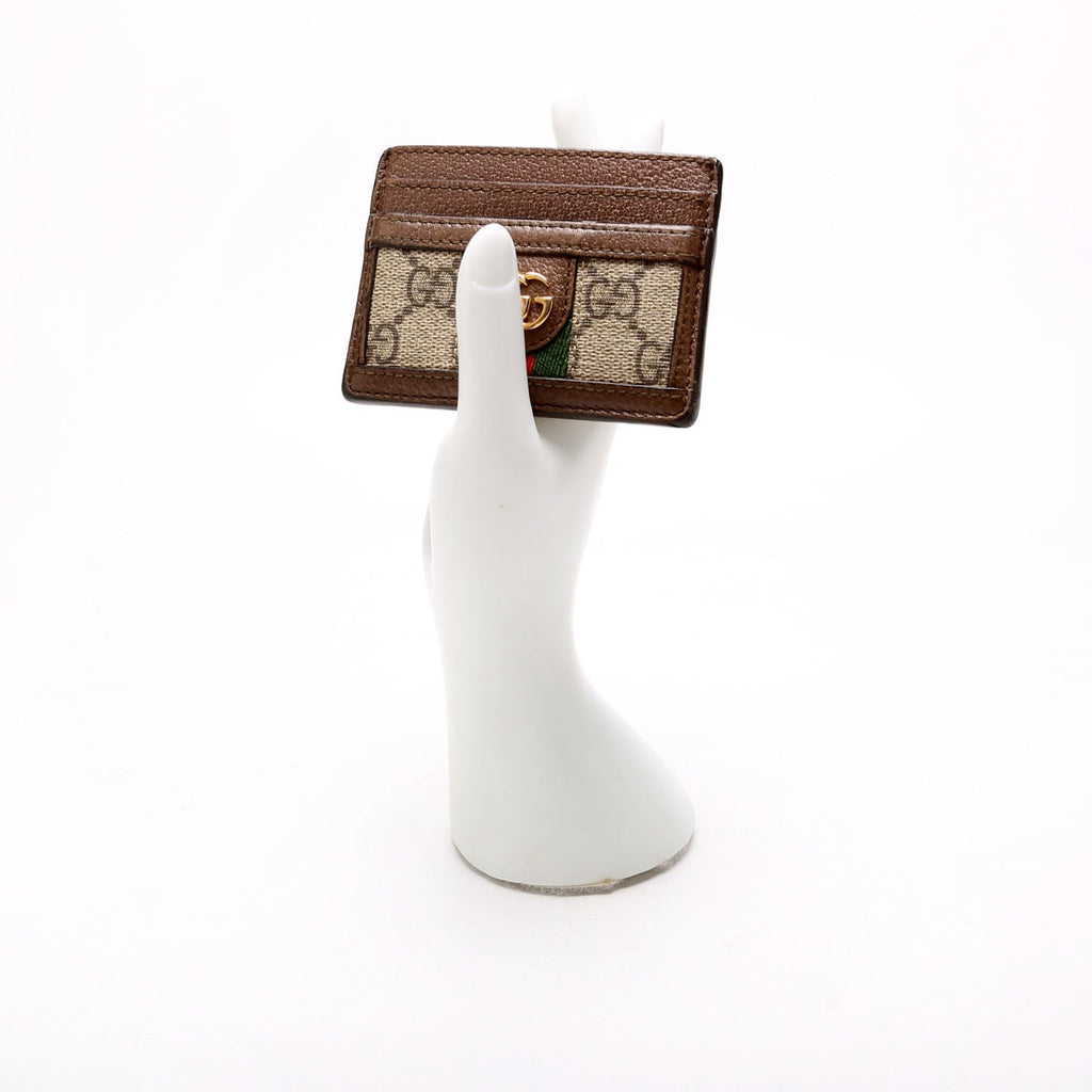 523159 Ophidia GG Card Case Brown