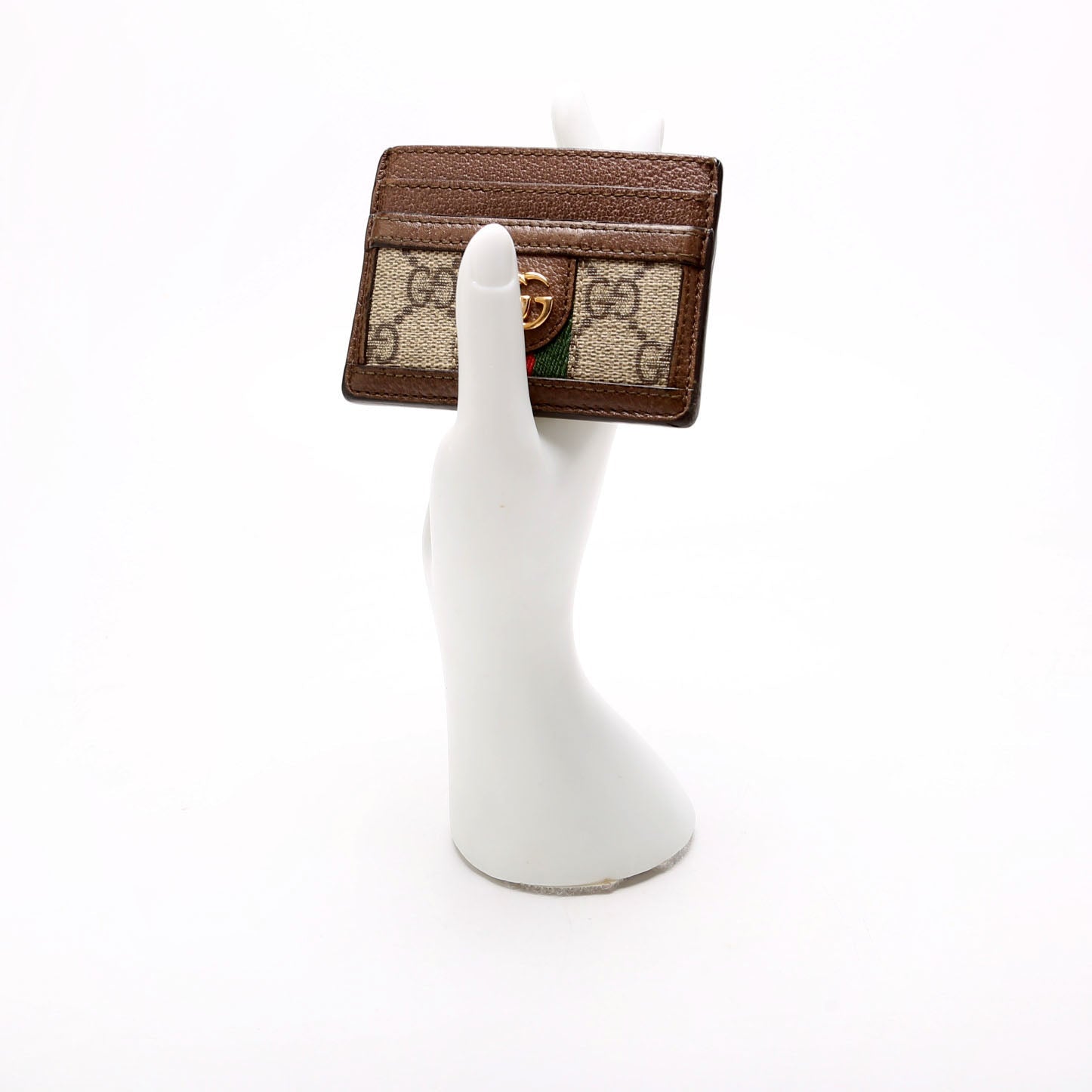 523159 Ophidia GG Card Case Brown