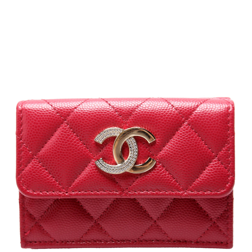 Crystal CC Compact Wallet Caviar Berry