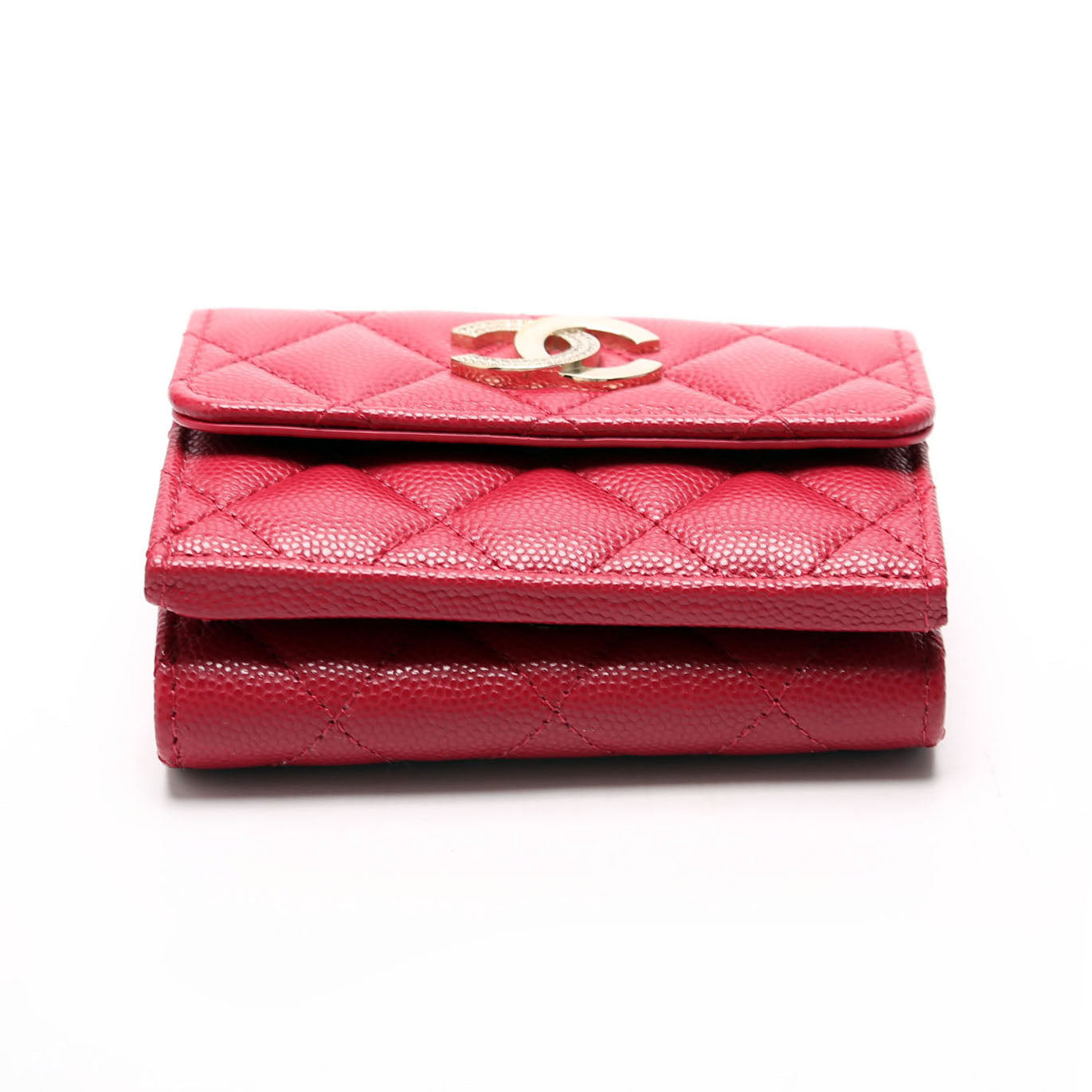 Crystal CC Compact Wallet Caviar Berry