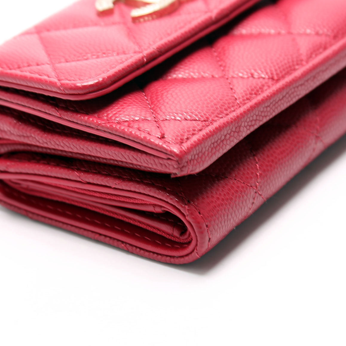 Crystal CC Compact Wallet Caviar Berry