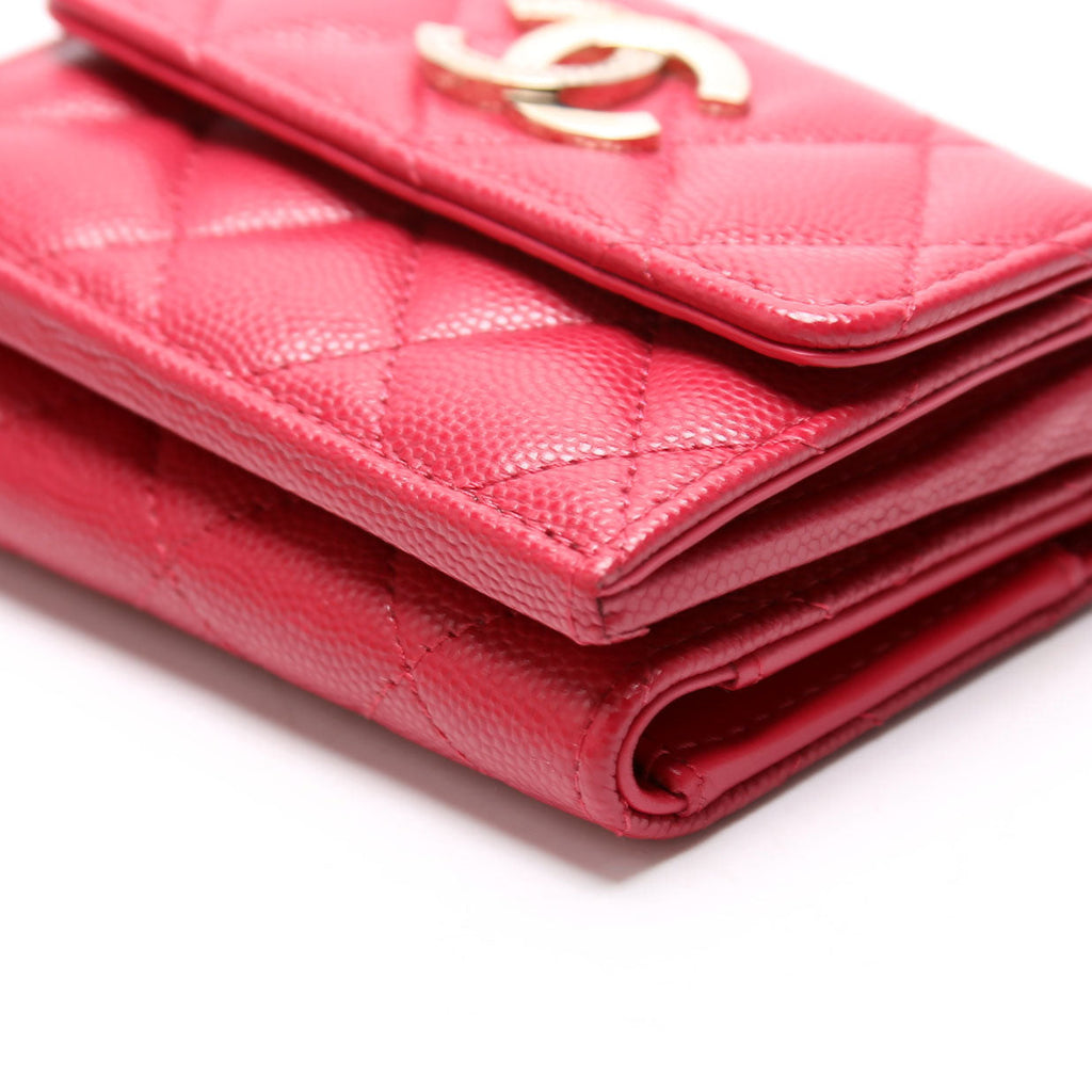 Crystal CC Compact Wallet Caviar Berry