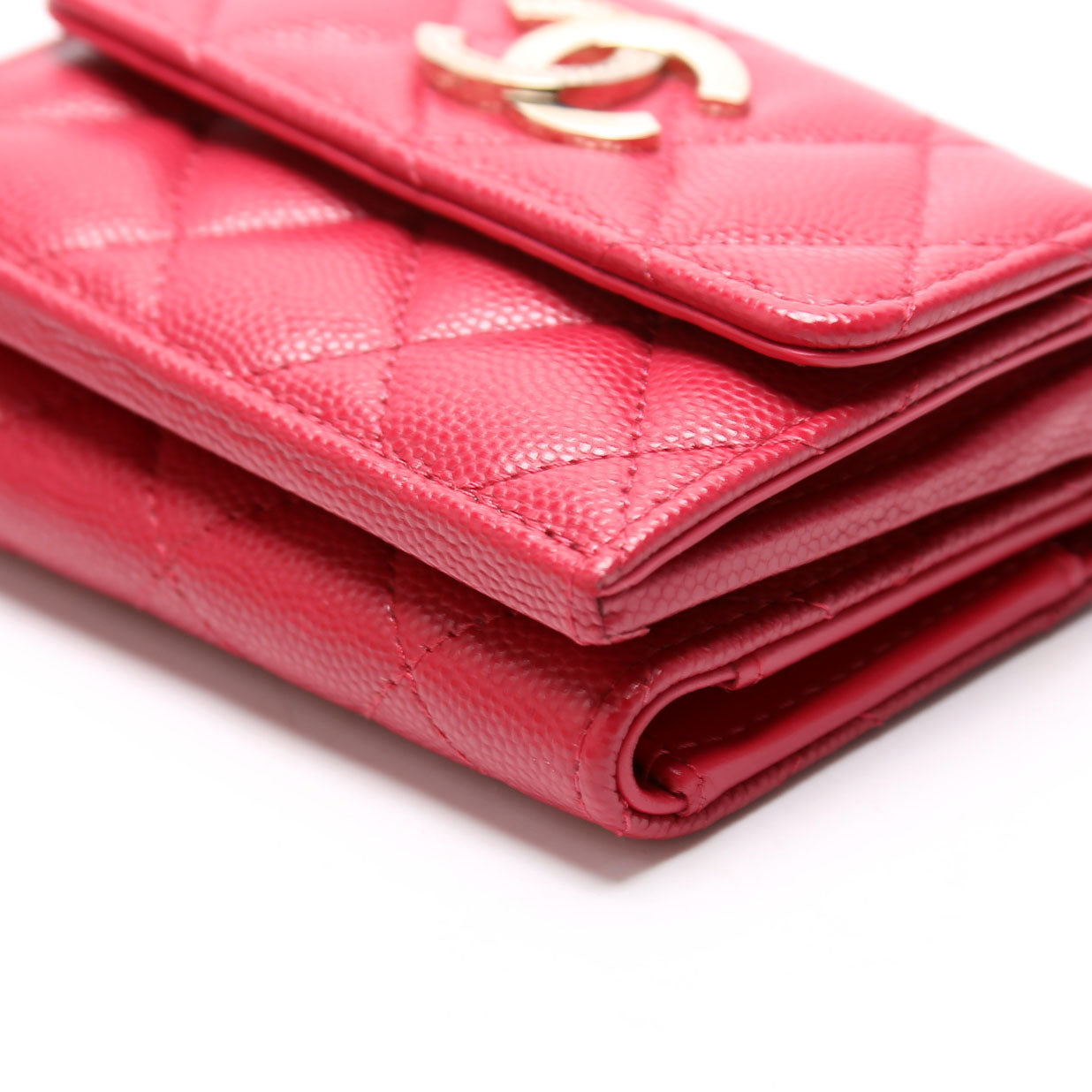 Crystal CC Compact Wallet Caviar Berry