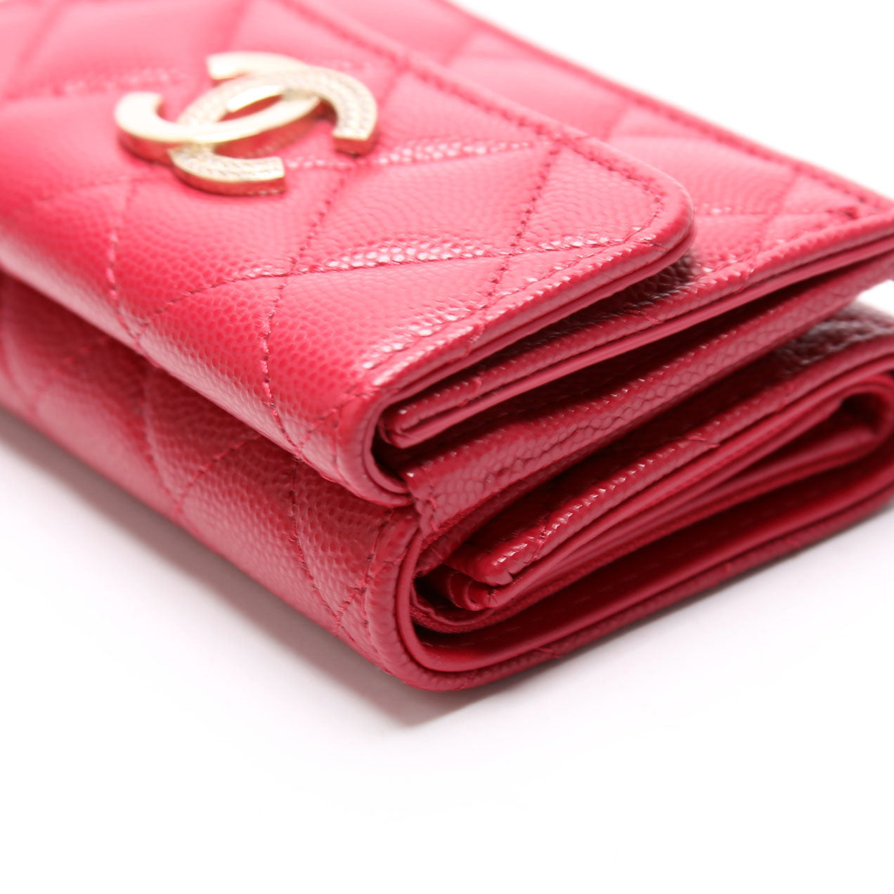 Crystal CC Compact Wallet Caviar Berry