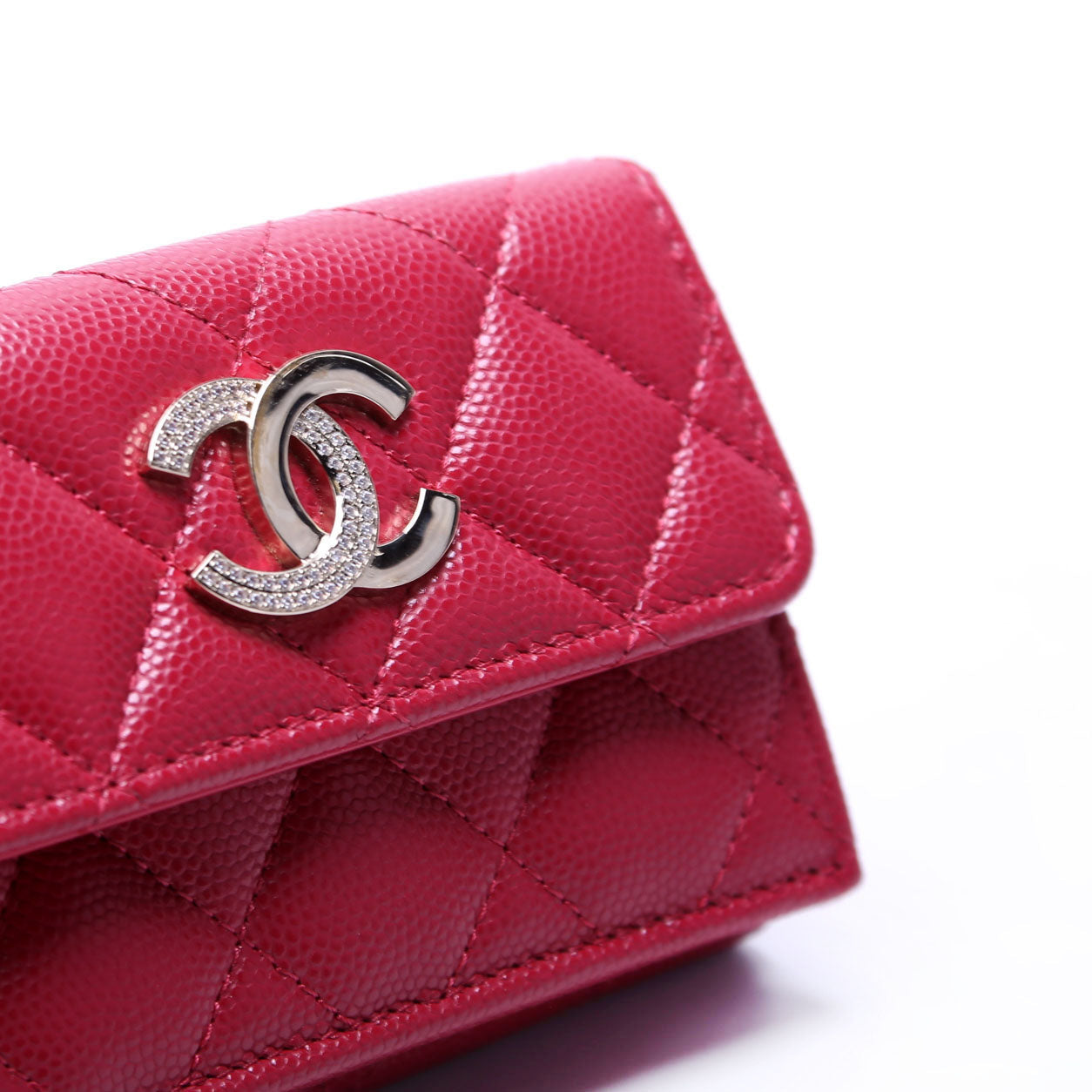 Crystal CC Compact Wallet Caviar Berry