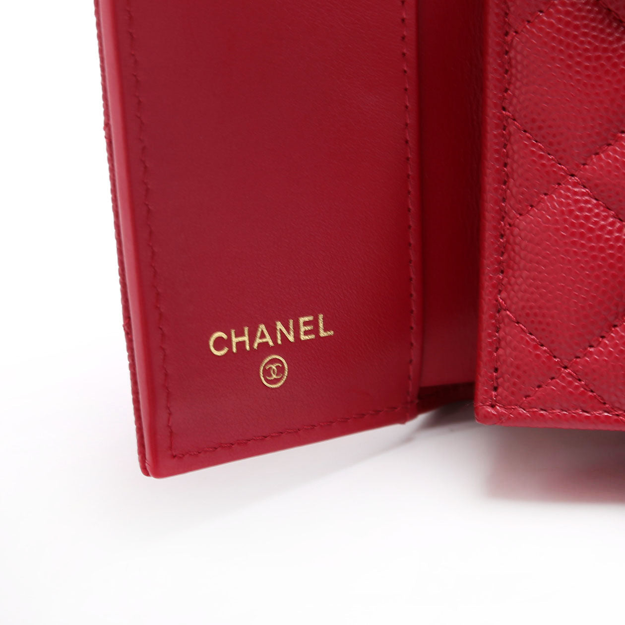 Crystal CC Compact Wallet Caviar Berry