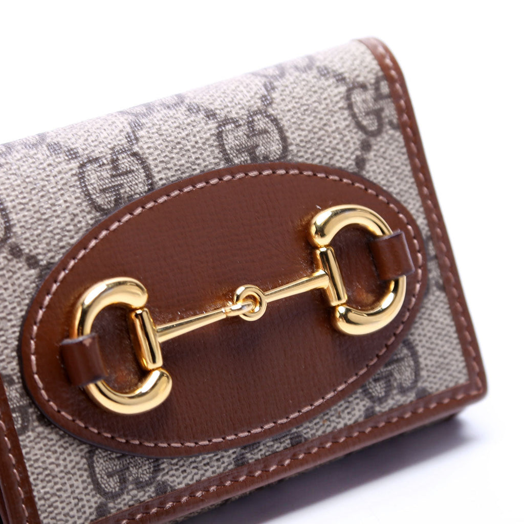 621887 Horsebit 1955 GG Supreme Card Case Brown