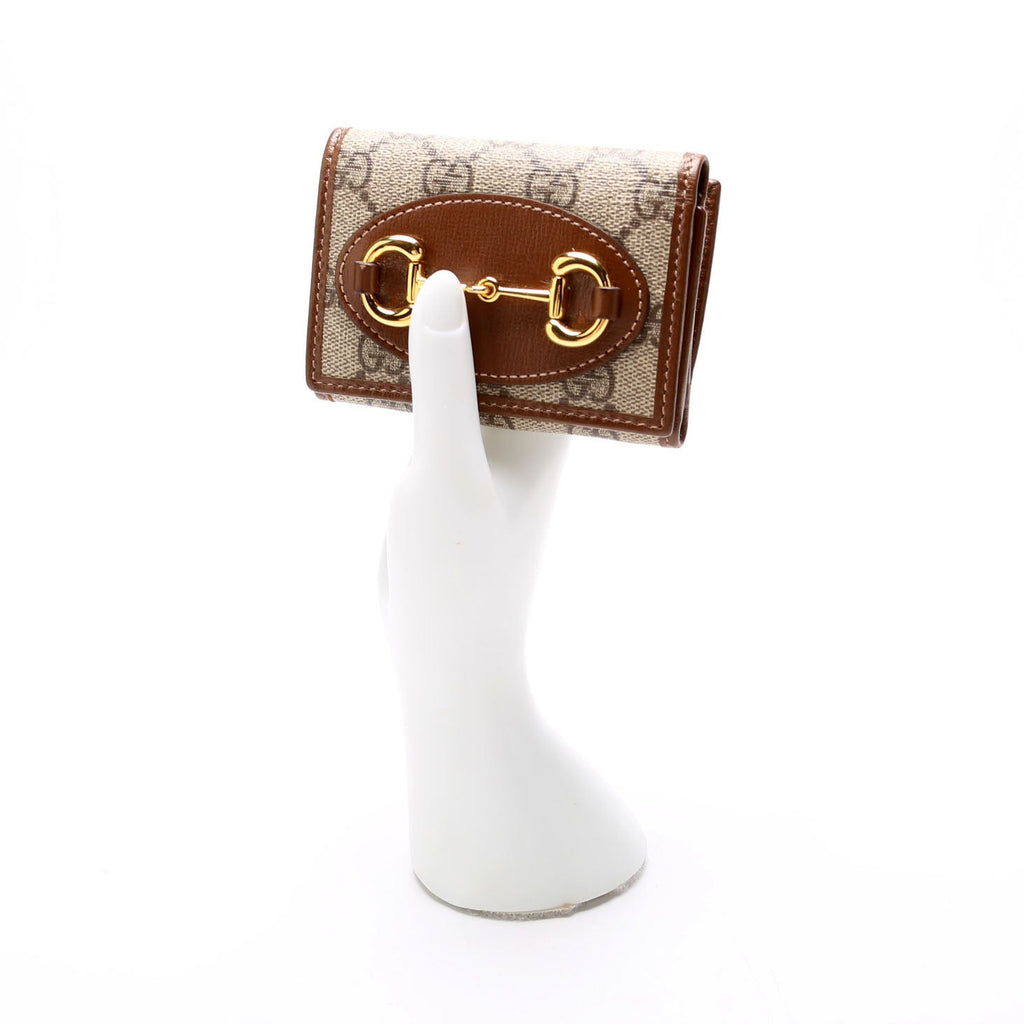 621887 Horsebit 1955 GG Supreme Card Case Brown