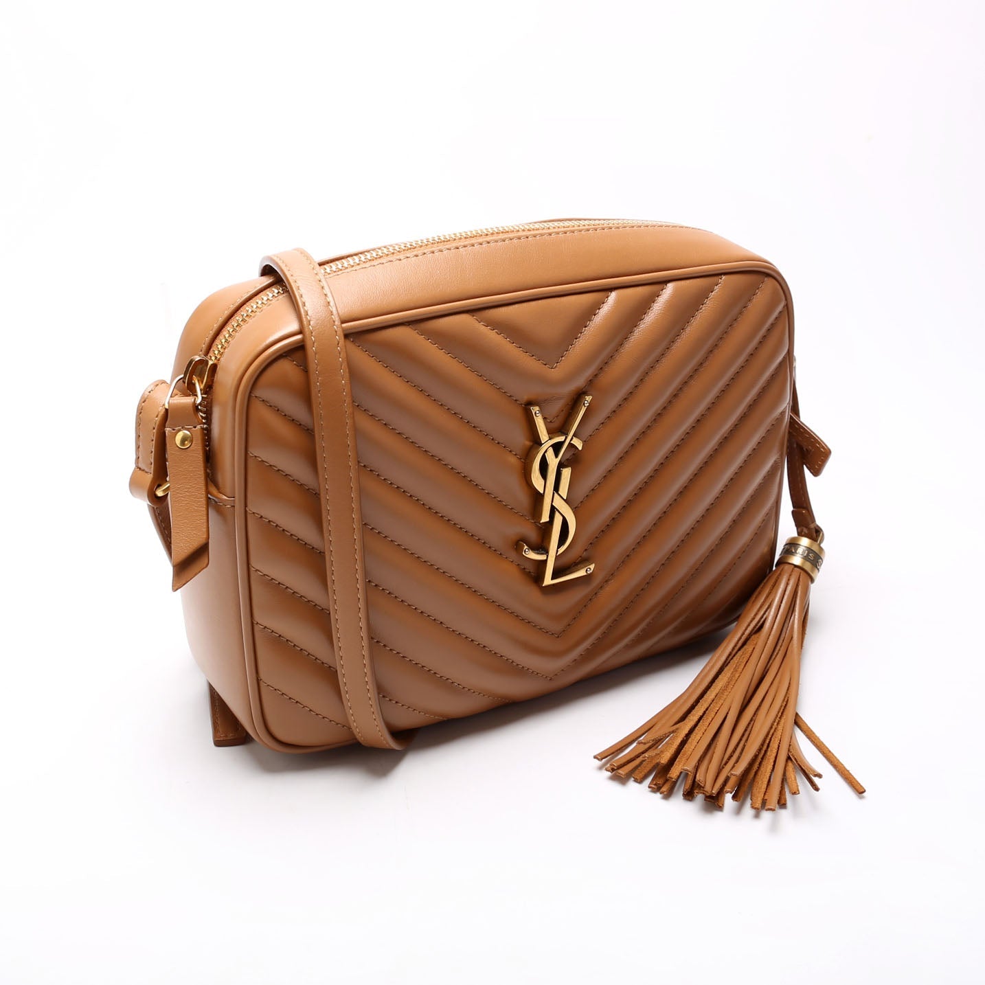 Lou Camera Bag Chevron Nude/Gold