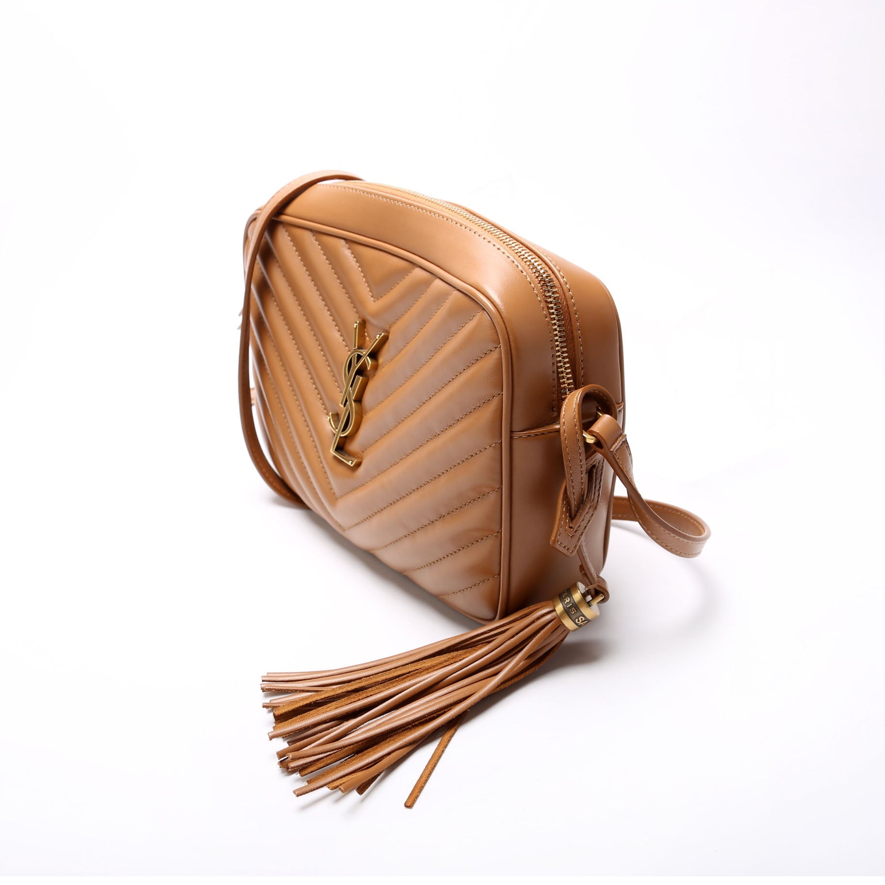 Lou Camera Bag Chevron Nude/Gold