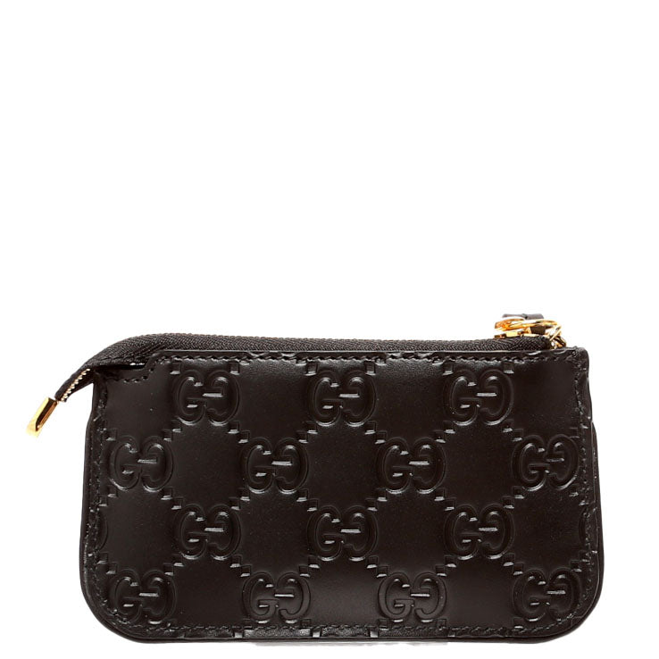 447964 GG Leather Key Pouch Black