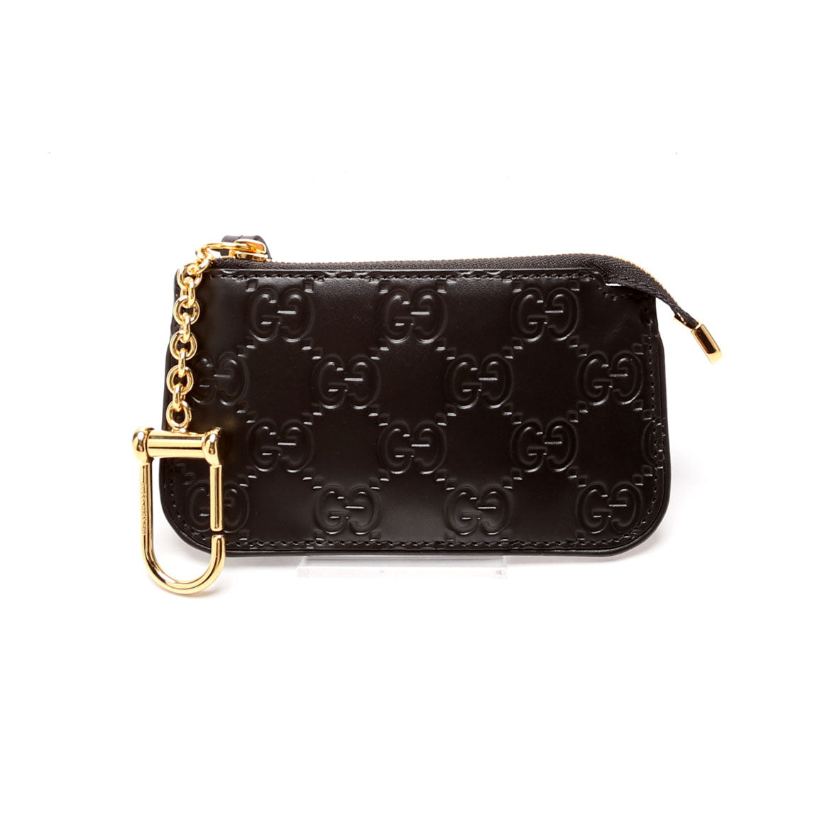 447964 GG Leather Key Pouch Black