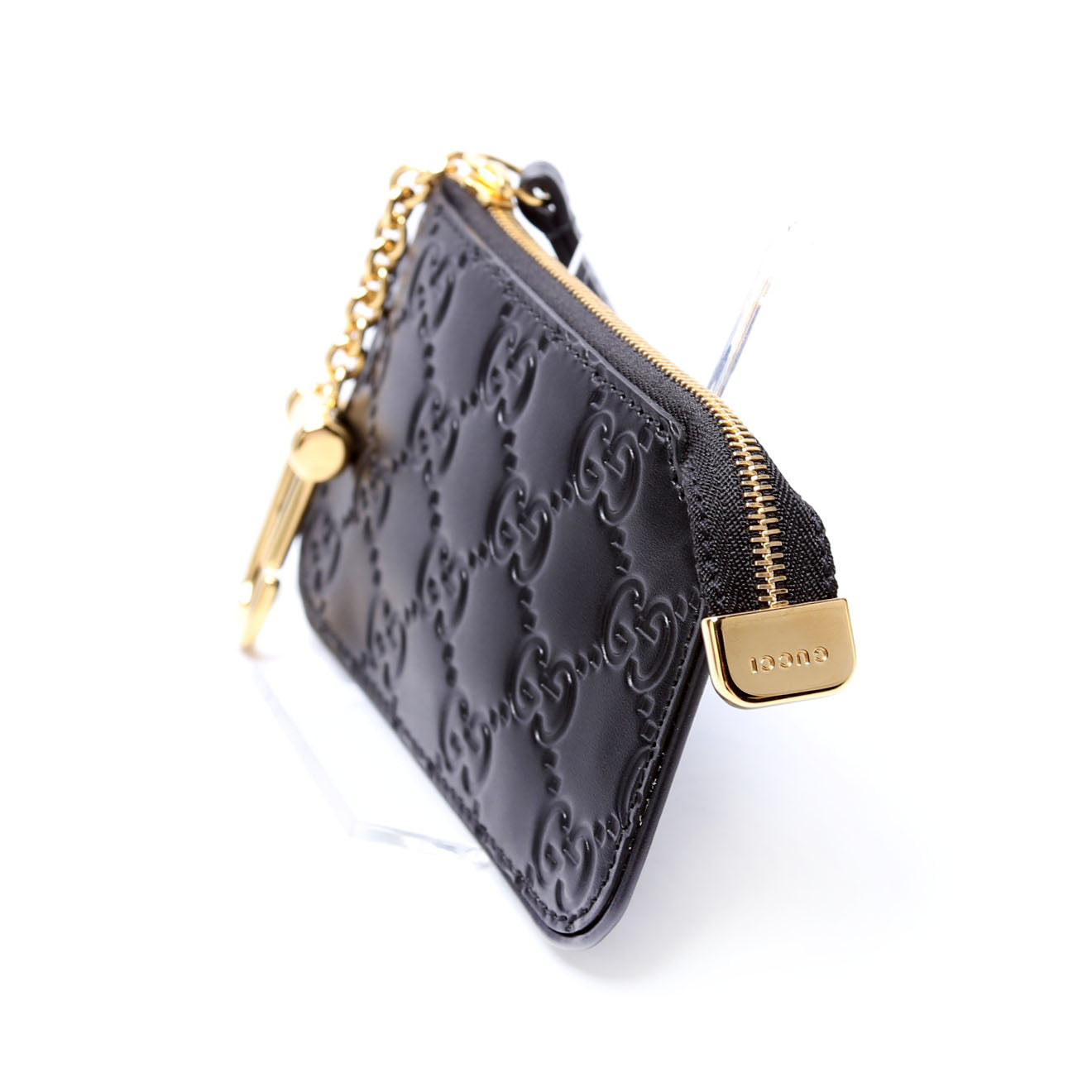 447964 GG Leather Key Pouch Black