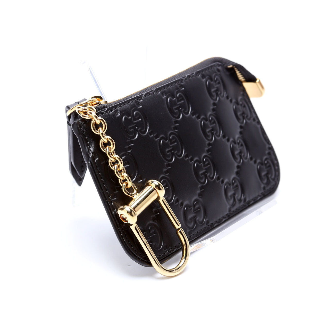447964 GG Leather Key Pouch Black