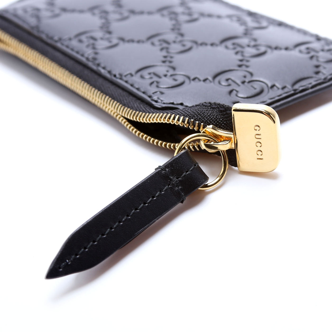 447964 GG Leather Key Pouch Black