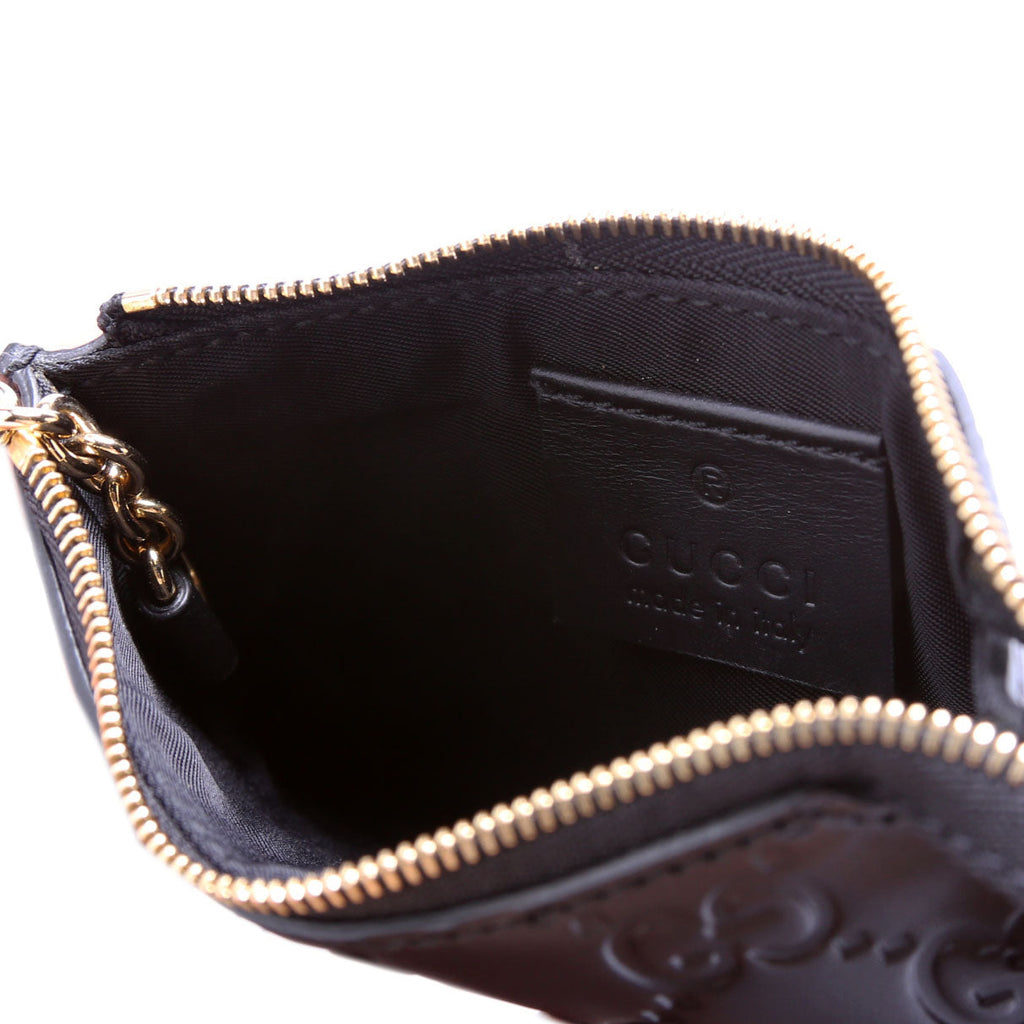 447964 GG Leather Key Pouch Black