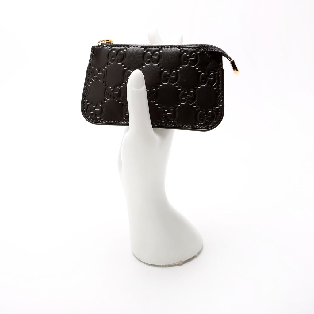 447964 GG Leather Key Pouch Black