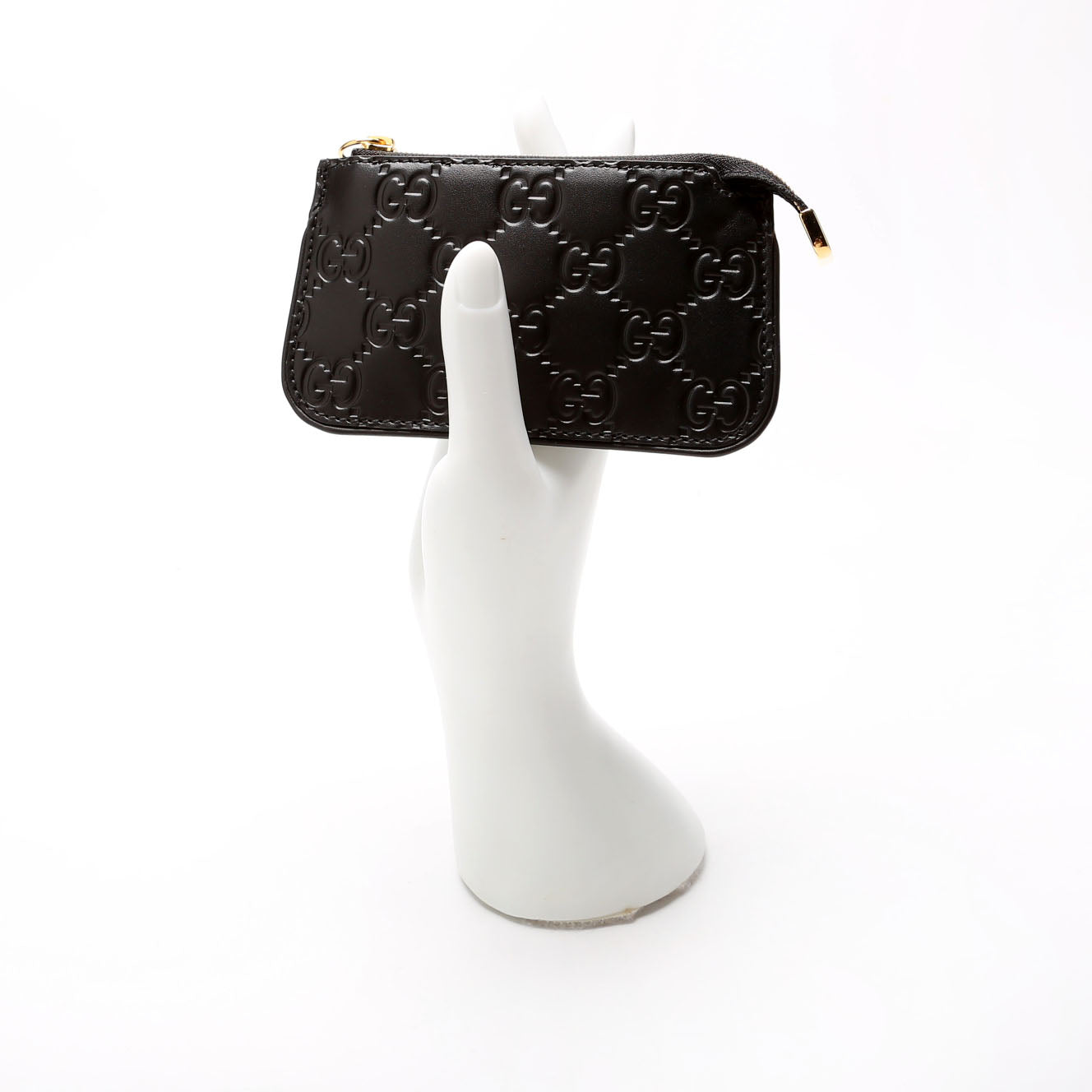 447964 GG Leather Key Pouch Black