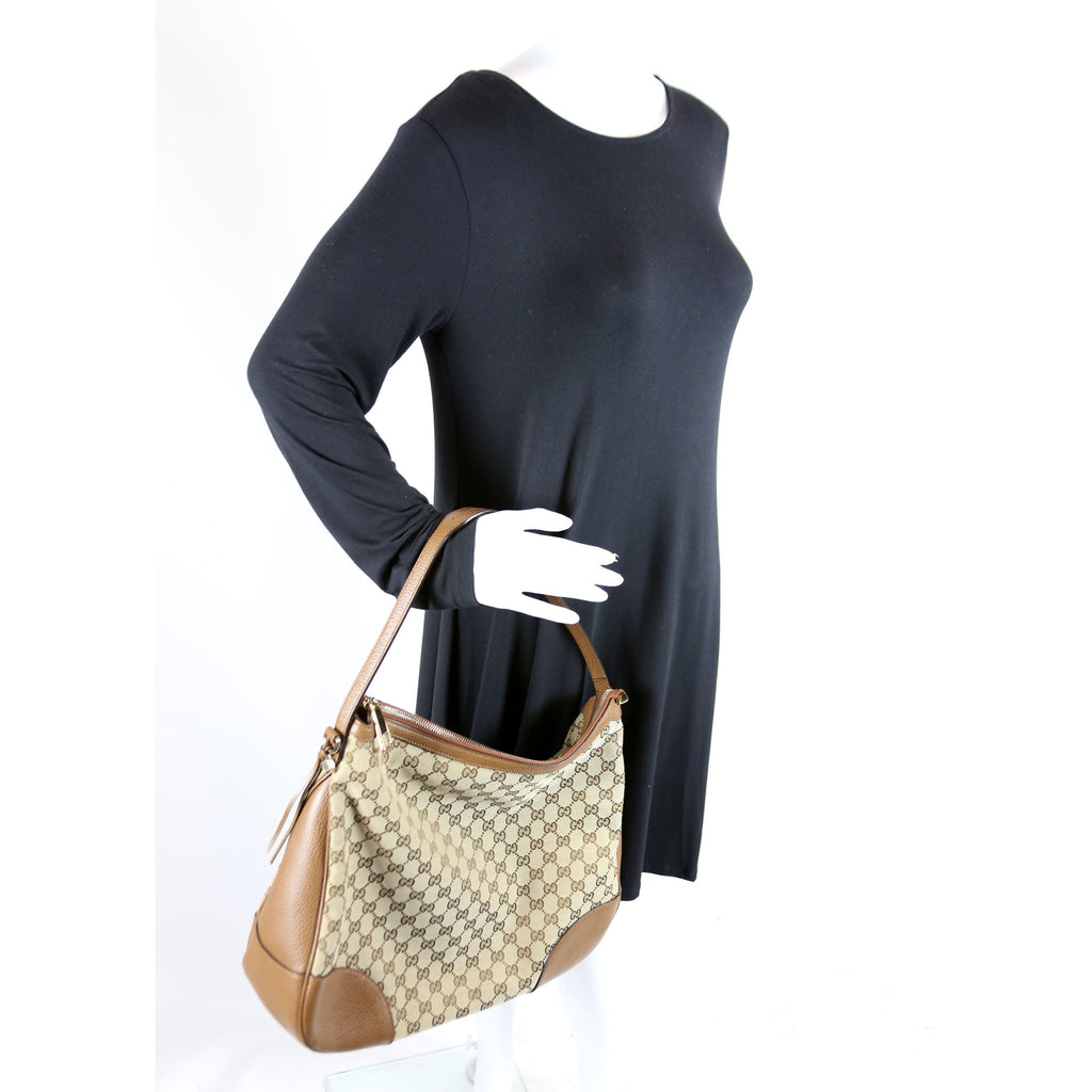 GG Canvas Bree Hobo Brown
