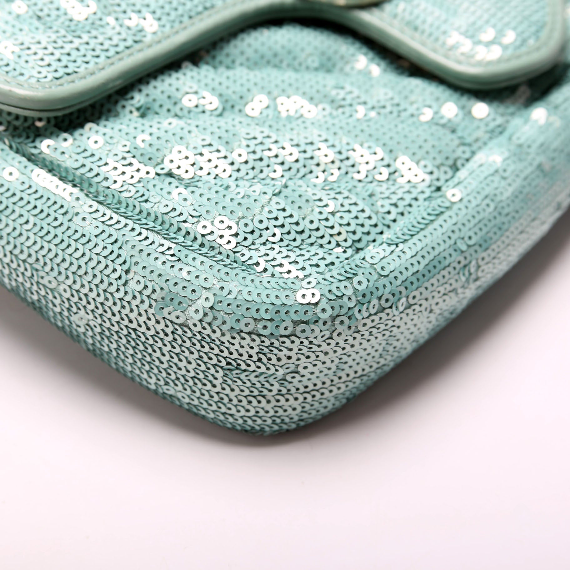 446744 Marmont Sequin Shoulder Mini Flap Teal