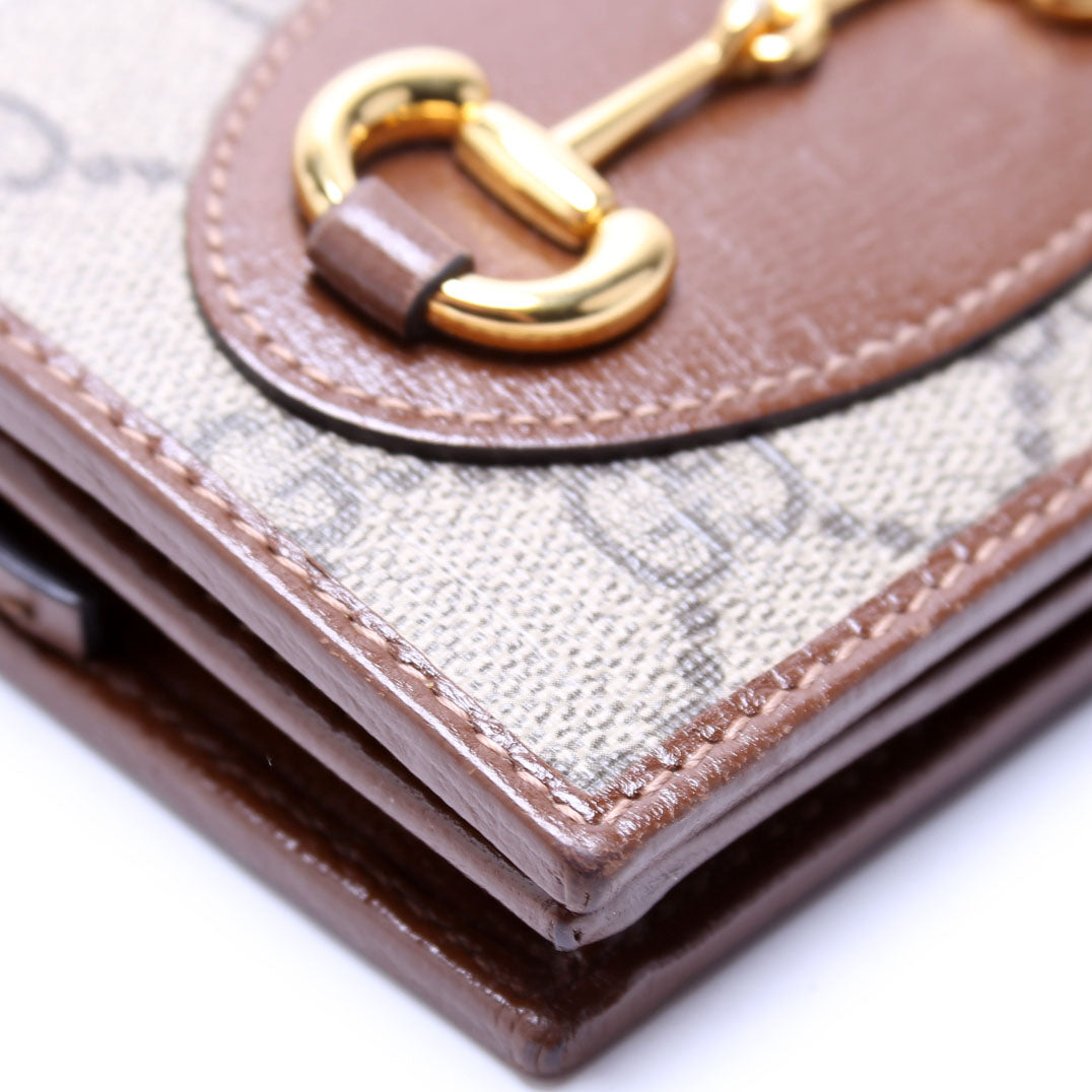 621887 Horsebit 1955 GG Supreme Card Case Brown