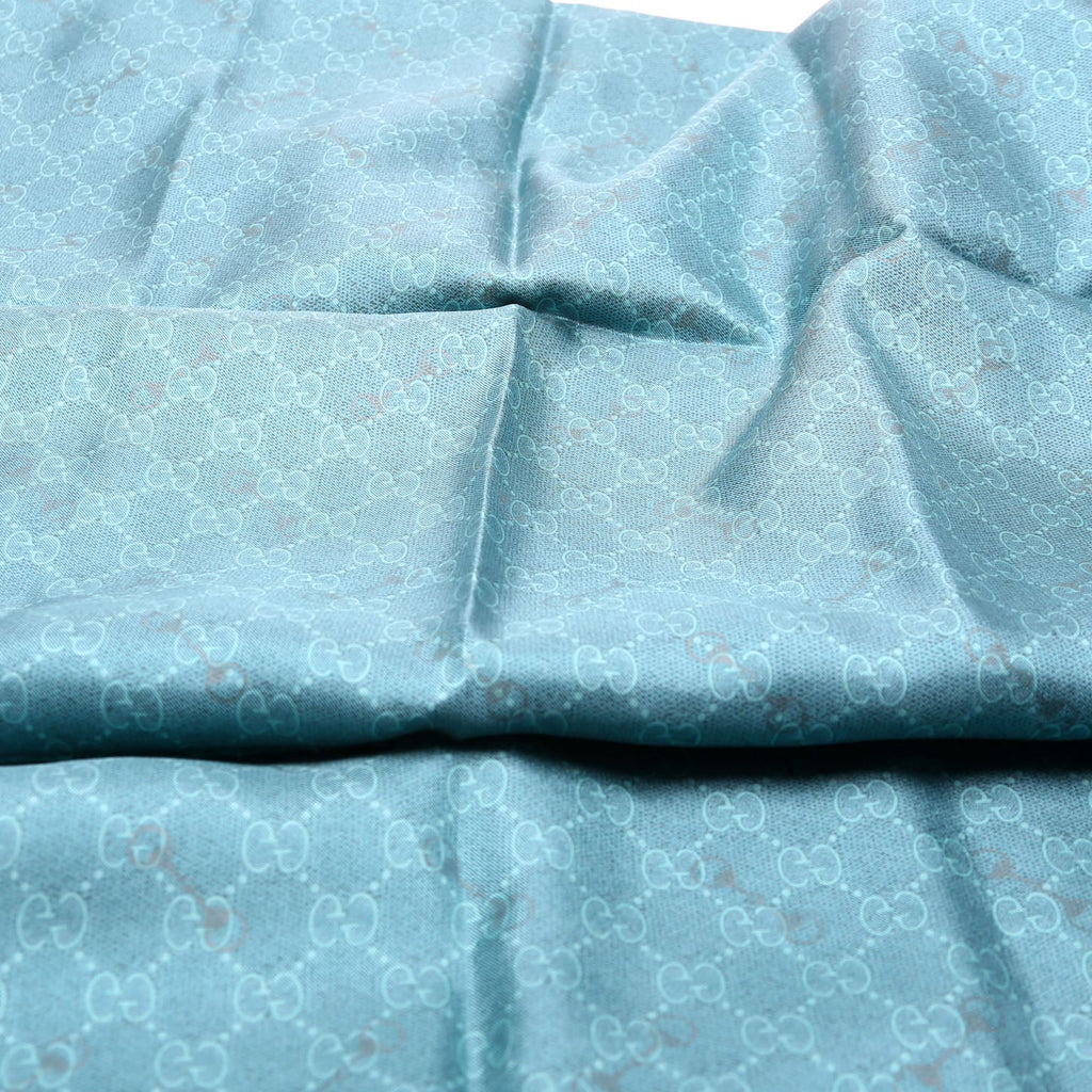 662576 GG With Horsebit Silk Square 90CM Scarf Teal