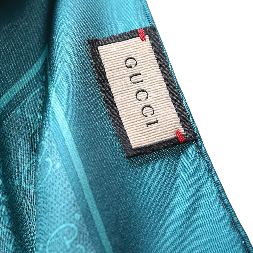 662576 GG With Horsebit Silk Square 90CM Scarf Teal