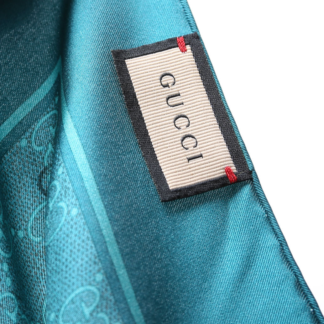 662576 GG With Horsebit Silk Square 90CM Scarf Teal