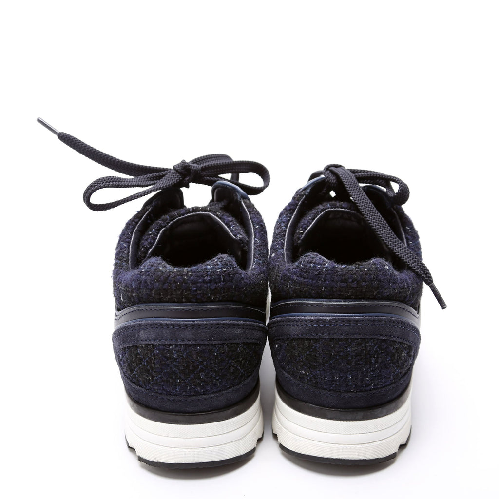 Tweed/Suede CC Trainers Size 38 Navy