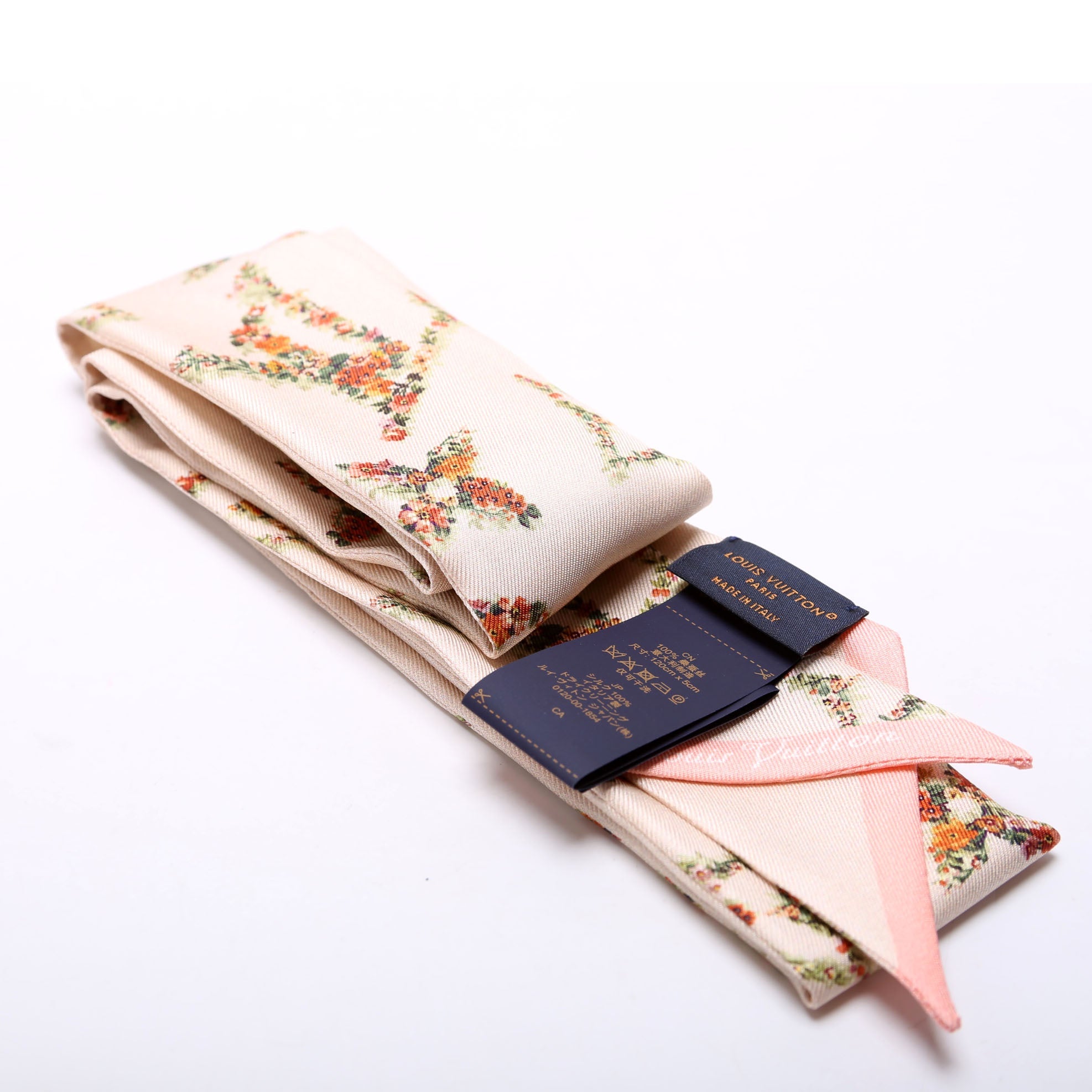 Monogram Flowers BB Silk Bandeau Scarf Pink