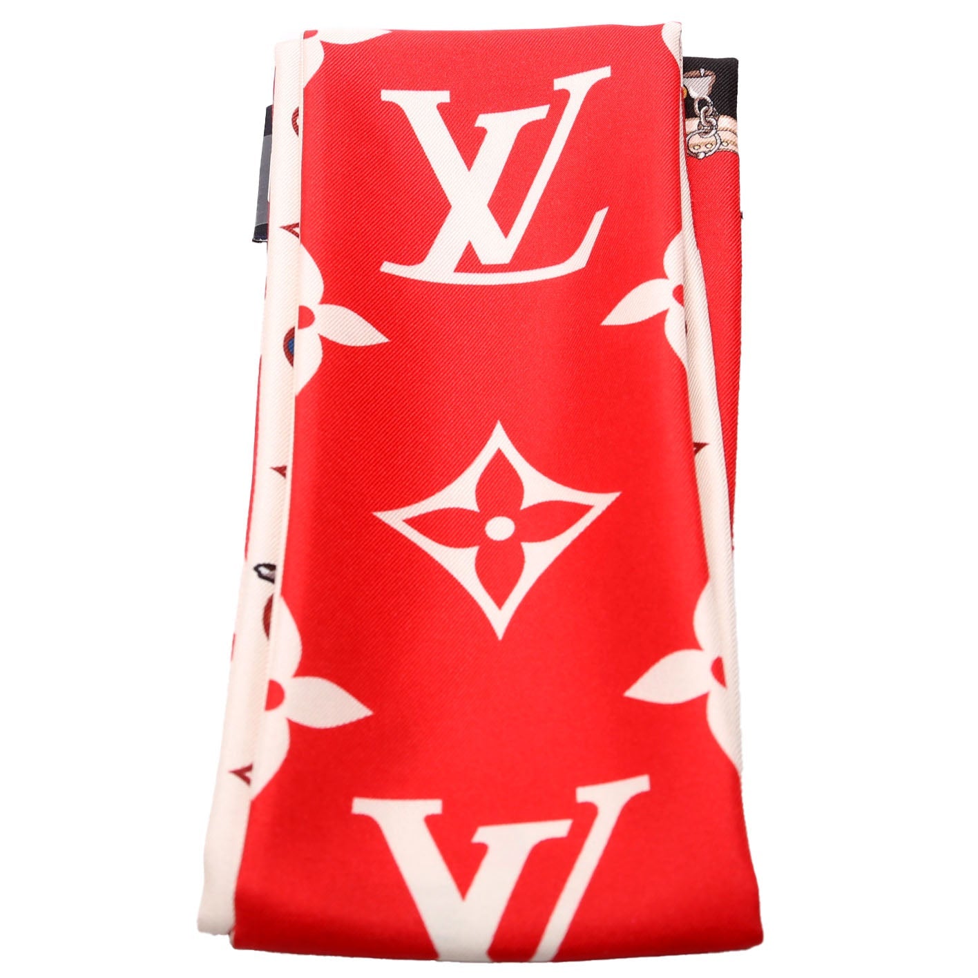 Rodeo Monogram Silk Bandeau Scarf Red