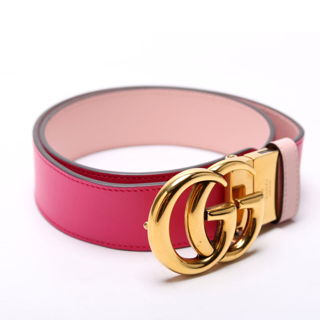 Gucci 659416 GG Marmont Reversible Leather Belt Size 75/30 Pink