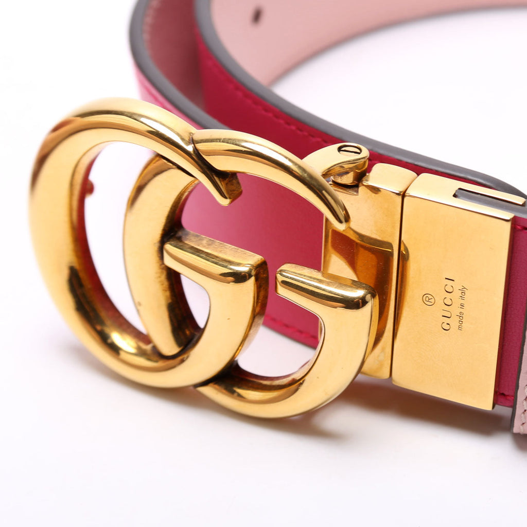 Gucci 659416 GG Marmont Reversible Leather Belt Size 75/30 Pink