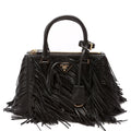 1BA896 Leather Fringe Galleria Small Black