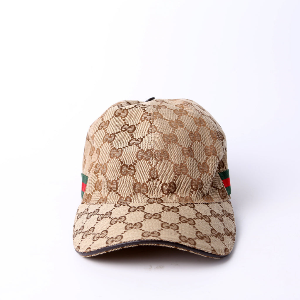 200035 GG Canvas Web Cap Size Medium Brown